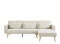 Convertible Sectional Sofa Sleeper, Right Facing L Shaped Sofa Counch For Living Room Chaise Ivory Foam Fabric