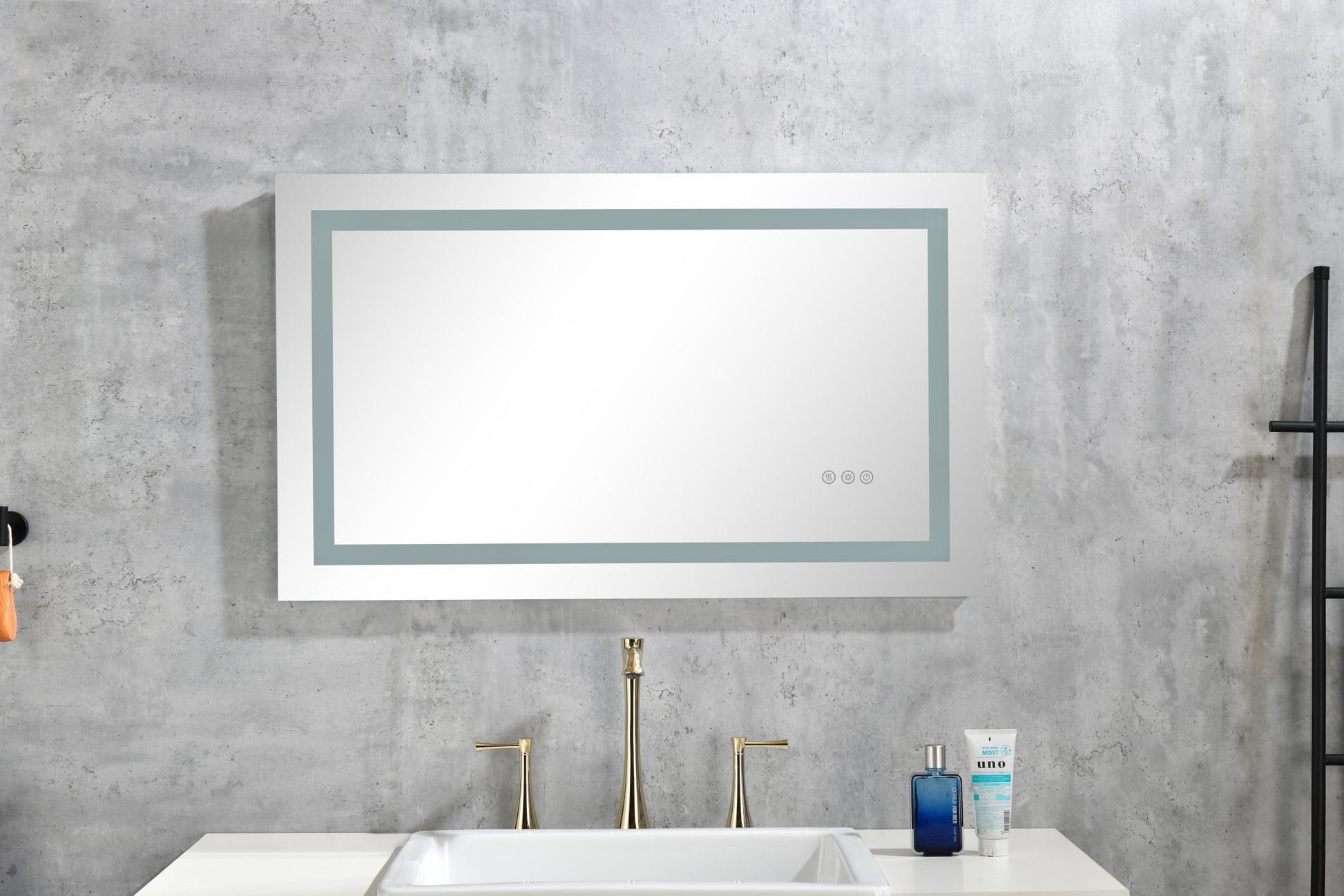 36*28Led Lighted Bathroom Wall Mounted Mirror With High Lumen Anti Fog Separately Control Dimmer Function White Aluminium