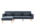 Convertible Sectional Sofa Sleeper, Left Facing L Shaped Sofa Counch For Living Room Dark Gray Foam Linen