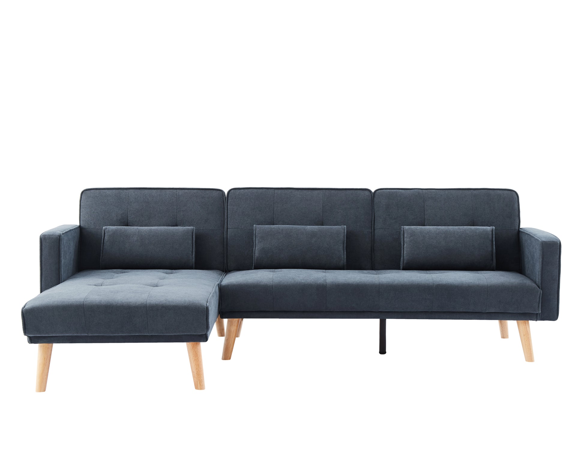 Convertible Sectional Sofa Sleeper, Left Facing L Shaped Sofa Counch For Living Room Dark Gray Foam Linen