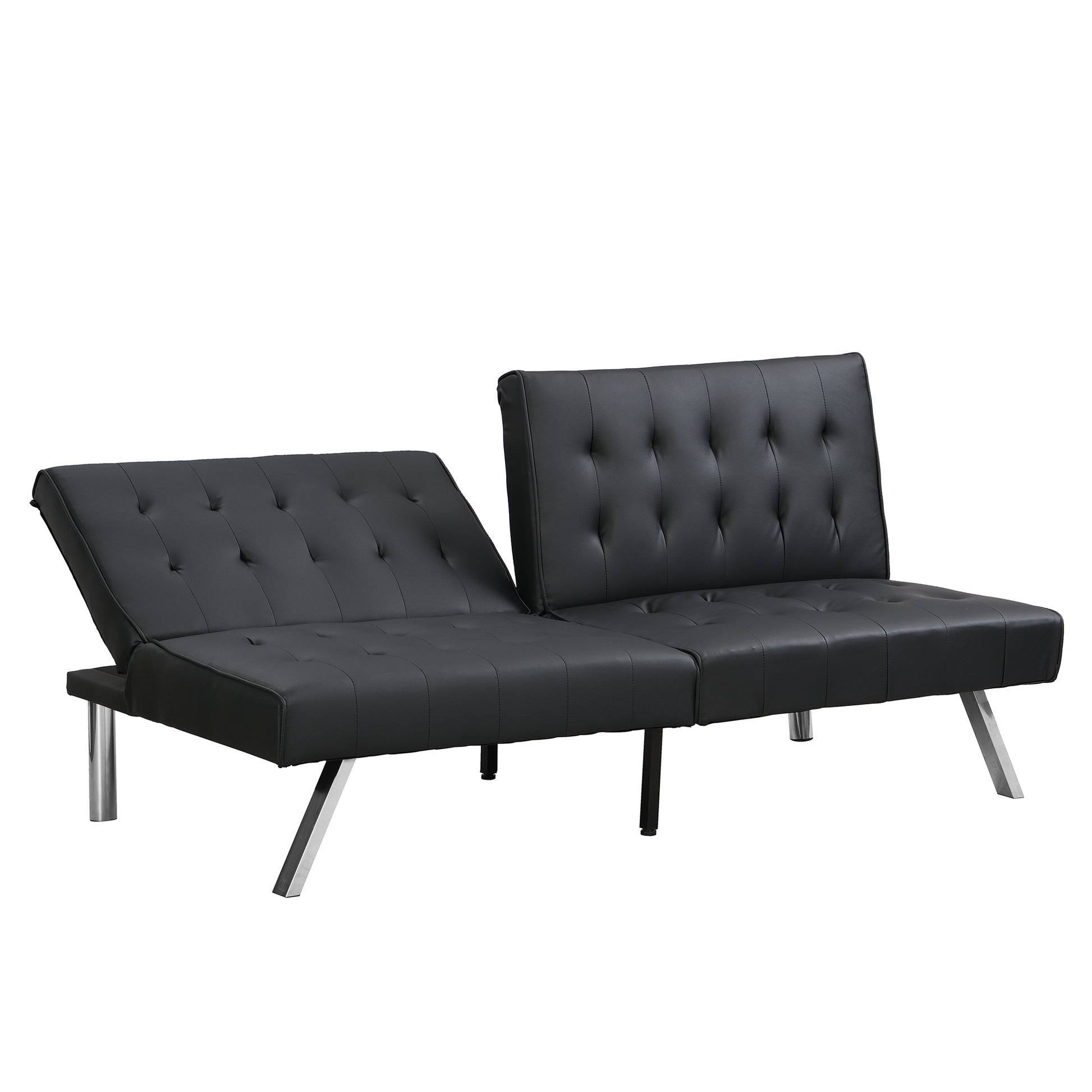 Sofa Bed Black Pvc Black Leather