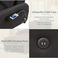 Pull Out Sofa Sleeper 3 In 1 With 2 Wing Table And Usb Charge For Nap Line Fabric For Living Room Recreation Room Black Black Foam Linen
