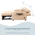 Pull Out Sofa Sleeper 3 In 1 With 2 Wing Table And Usb Charge For Nap Line Fabric For Living Room Recreation Room Beige Beige Foam Linen