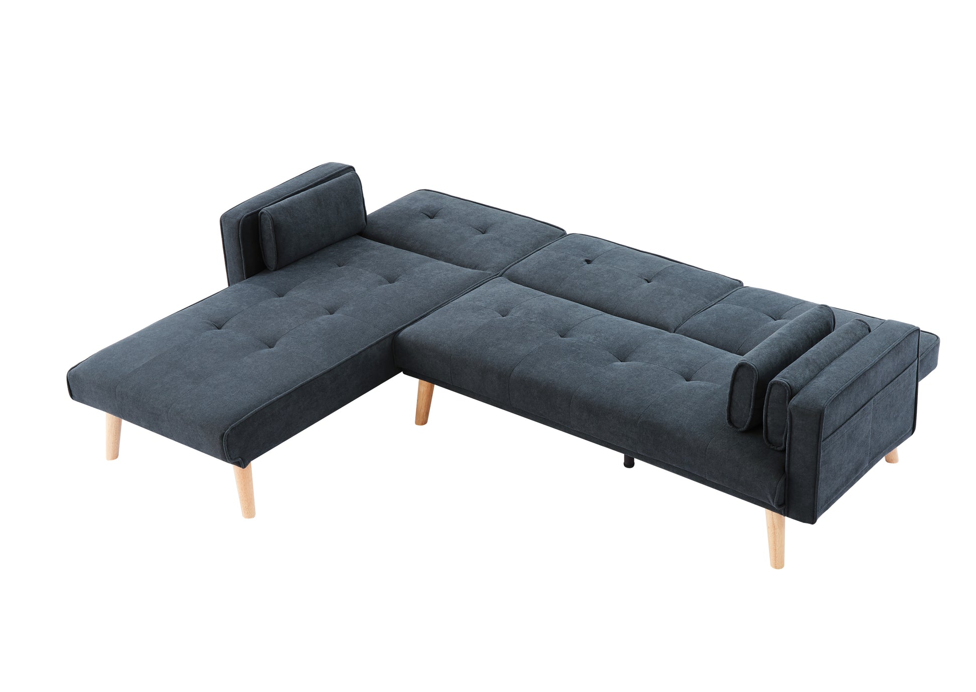 Convertible Sectional Sofa Sleeper, Left Facing L Shaped Sofa Counch For Living Room Dark Gray Foam Linen