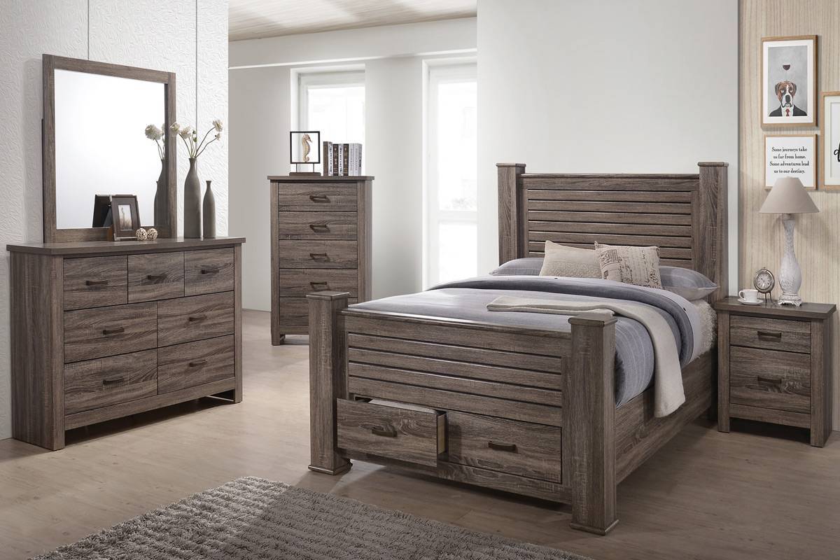 Dresser In Gray Oak Brown Gray Wood