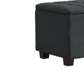 Storage Bench, Flip Top Entryway Bench Seat With Safety Hinge, Storage Chest With Padded Seat, Bed End Stool For Hallway Living Room Bedroom Black Linen