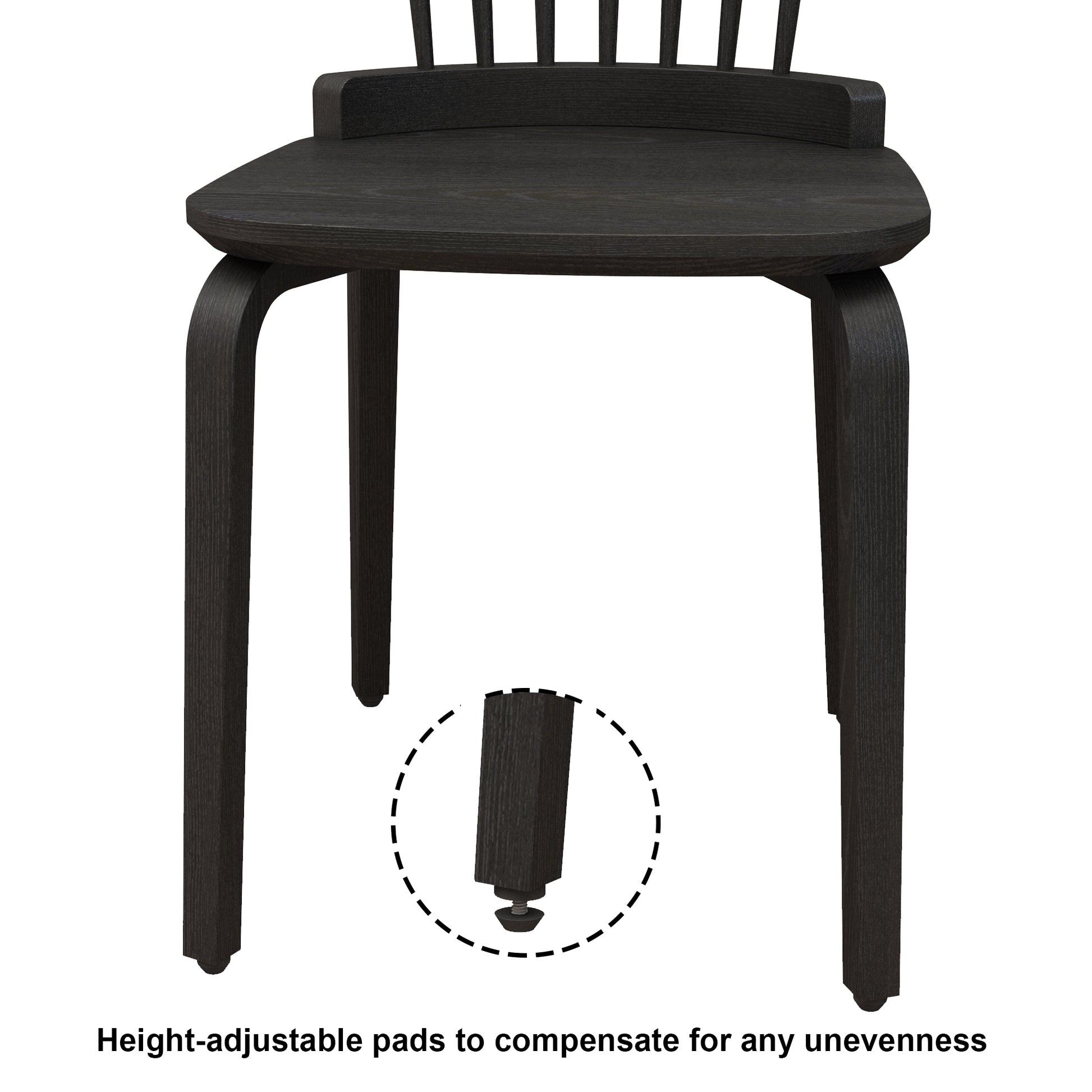 Solid Wood Slat Back Windsor Chair Set Of 2 Black Plywood