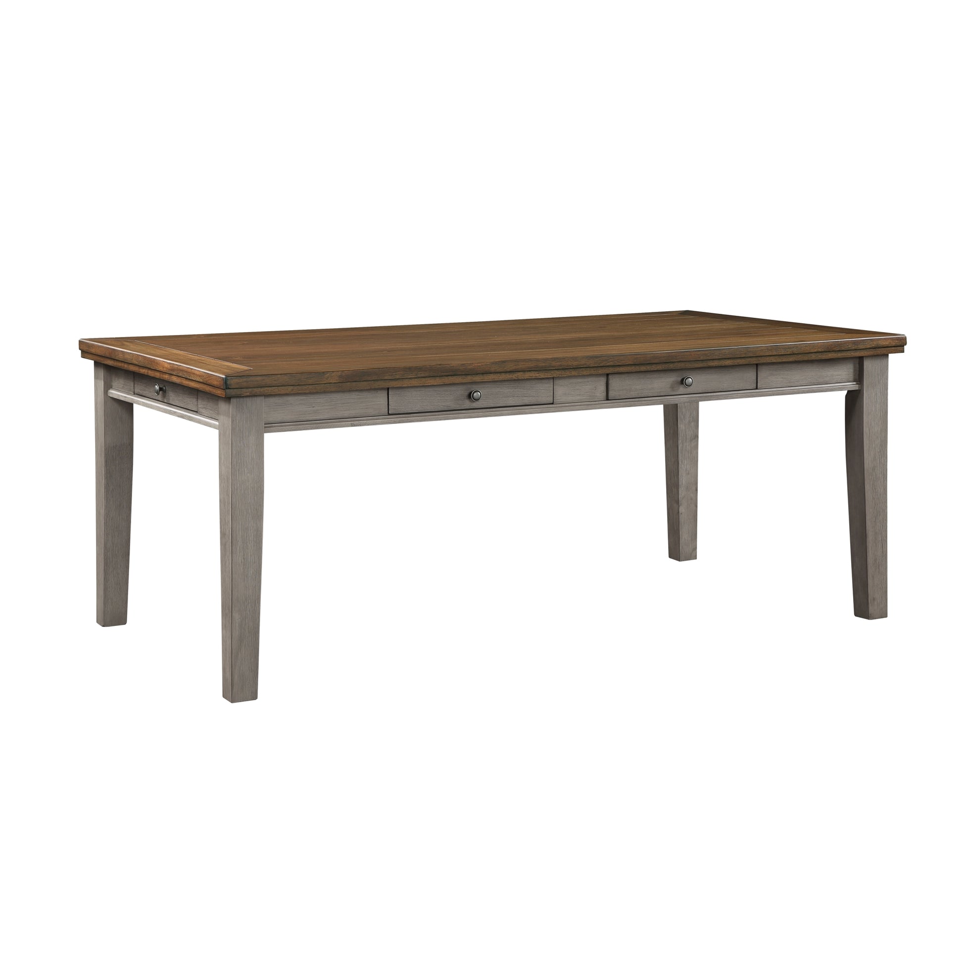 Traditional Style Dining Table With 6X Drawers Gray And Cherry Finish Wooden Dining Room Furniture Gray Wood