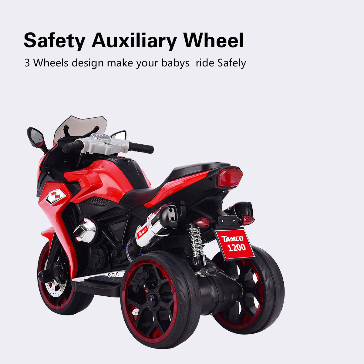 Tamco 12V Kids Electric Motorcycle ,Ride On Motorcycle,Three Lighting Wheels Kids Electric Toys Boysgirls Motorcycle, Children Battery Motor Bikes Rechargeable 3 Wheels Ride On Electric Motorcycle Red 50 99 Lbs Plastic Indoor & Outdoor Use