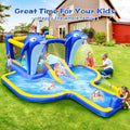 6 In1 Inflatable Slide Water Park Trampoline Bouncing House Outdoor Garden With Dolphin Sprinkler & Target Games & Water& Basketball Multicolor Oxford Fabric