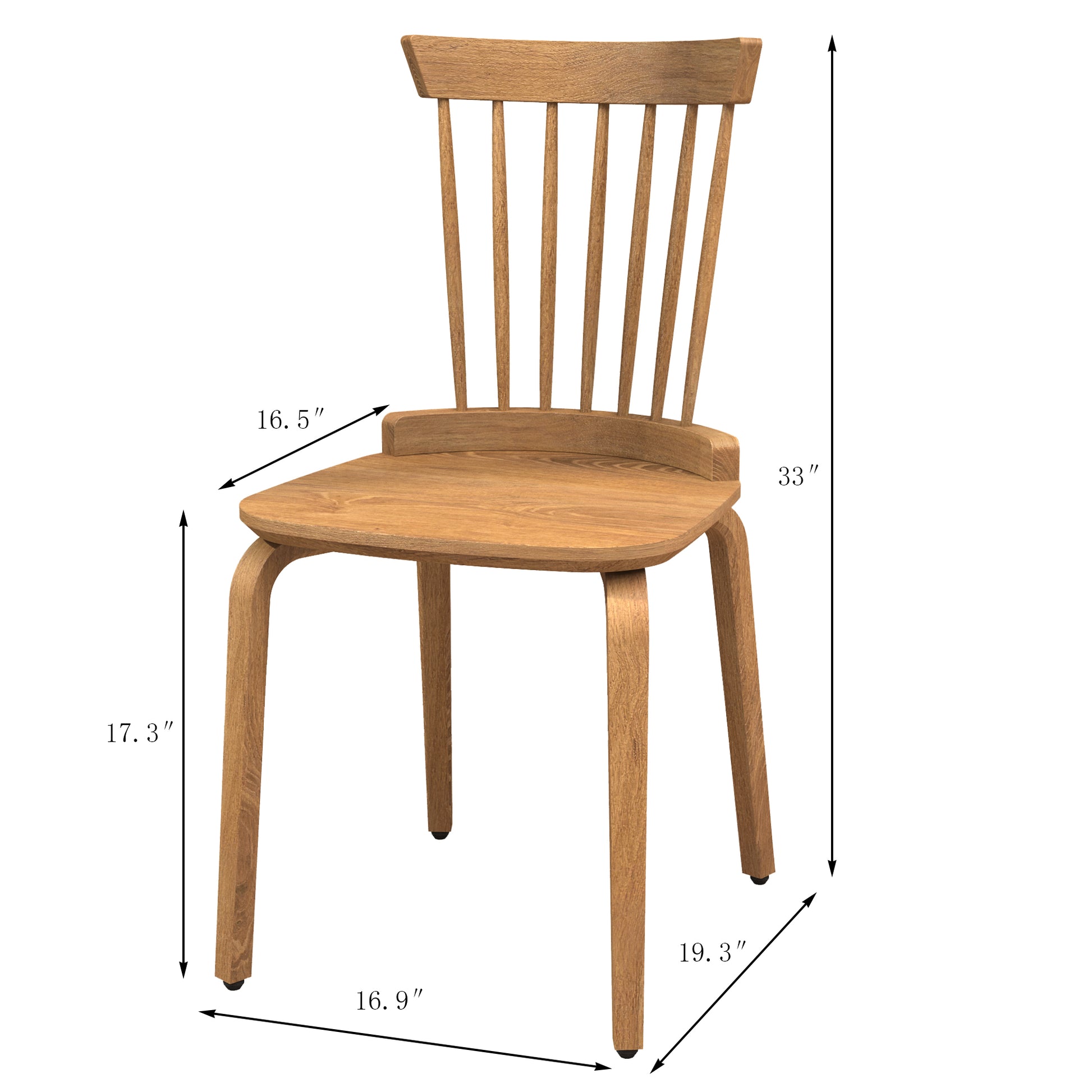 Solid Wood Slat Back Windsor Chair Set Of 2 Walnut Plywood