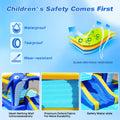 6 In1 Inflatable Slide Water Park Trampoline Bouncing House Outdoor Garden With Dolphin Sprinkler & Target Games & Water& Basketball Multicolor Oxford Fabric