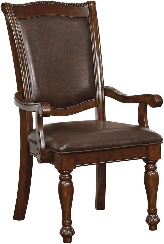 Glorious Classic Traditional Dining Chairs Cherry Solid Woodcushion Seat Set Of 2Pc Arm Chairs Turned Legs Kitchen Dining Room Cherry Brown Dining Room Traditional Arm Chair Solid Wood