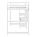 Twin Size Wooden Loft Bed With Shelves, Desk And Writing Board White White Solid Wood Mdf