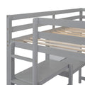 Twin Size Wooden Loft Bed With Shelves, Desk And Writing Board Gray Gray Solid Wood Mdf