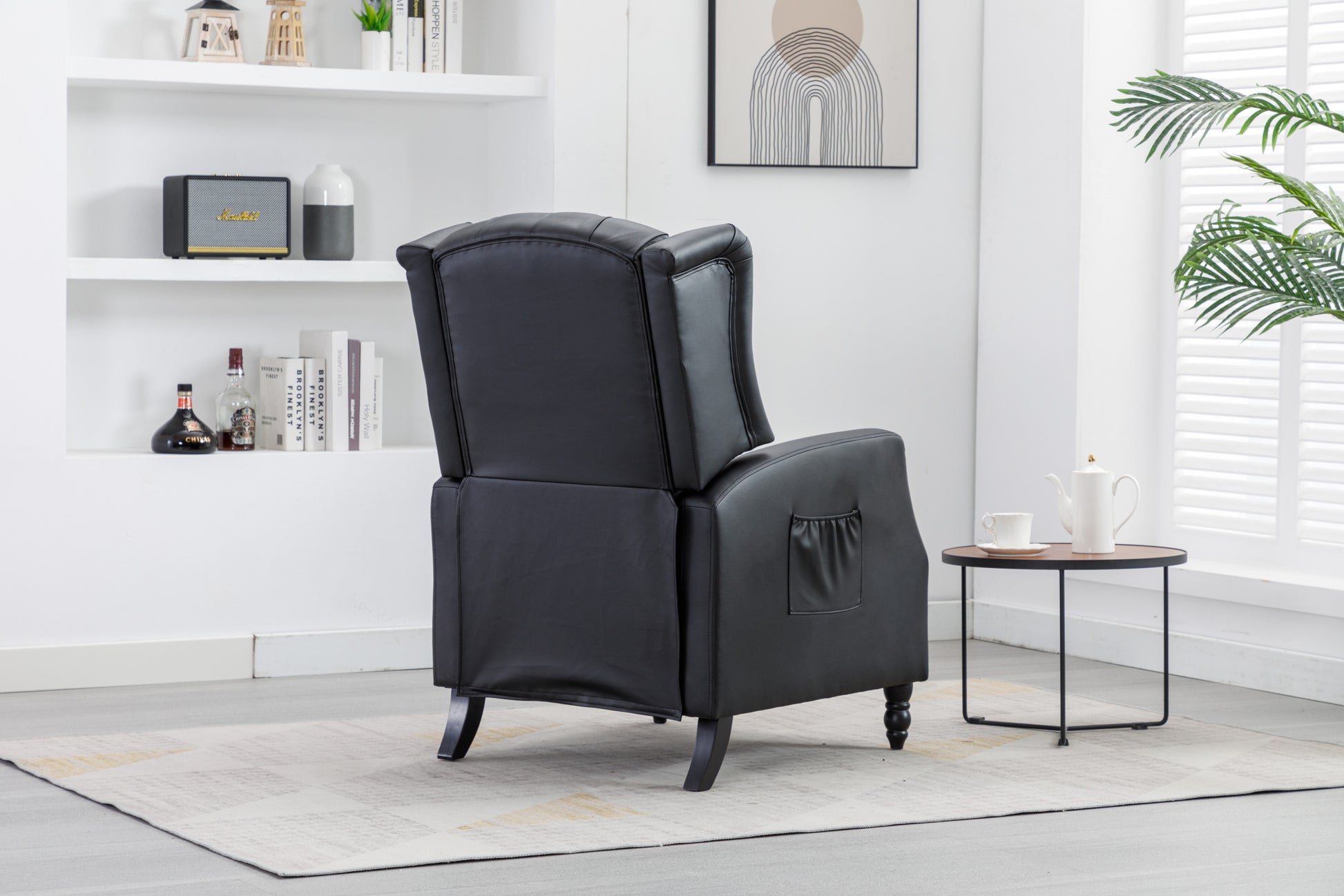 Coolmore Modern Comfortable Upholstered Leisurechair Recliner Chair For Living Room Black Primary Living Space Rubberwood Foam Pu Leather