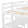 Twin Size Wooden Loft Bed With Shelves, Desk And Writing Board White White Solid Wood Mdf