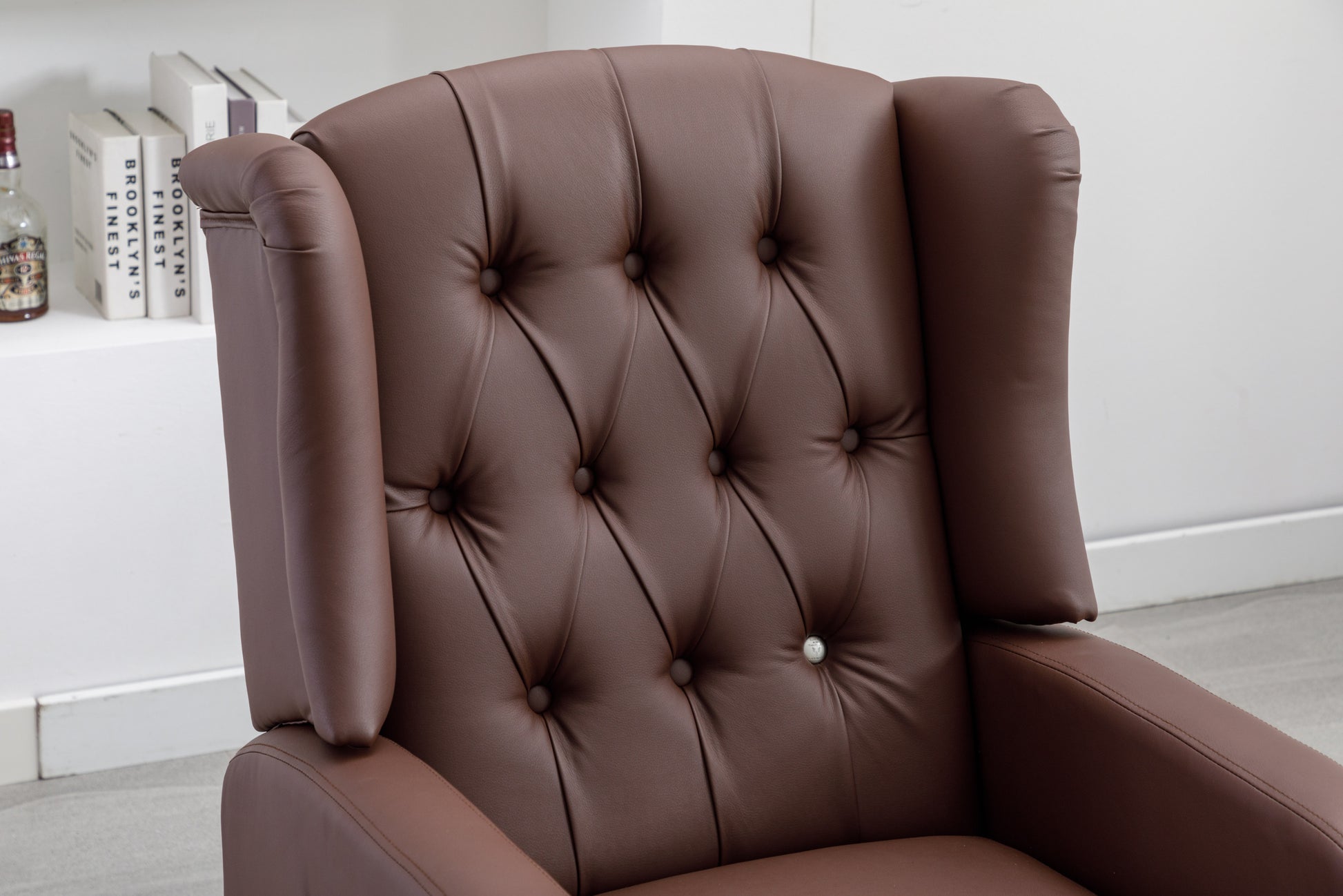 Coolmore Modern Comfortable Upholstered Leisurechair Recliner Chair For Living Room Brown Primary Living Space Rubberwood Foam Pu Leather
