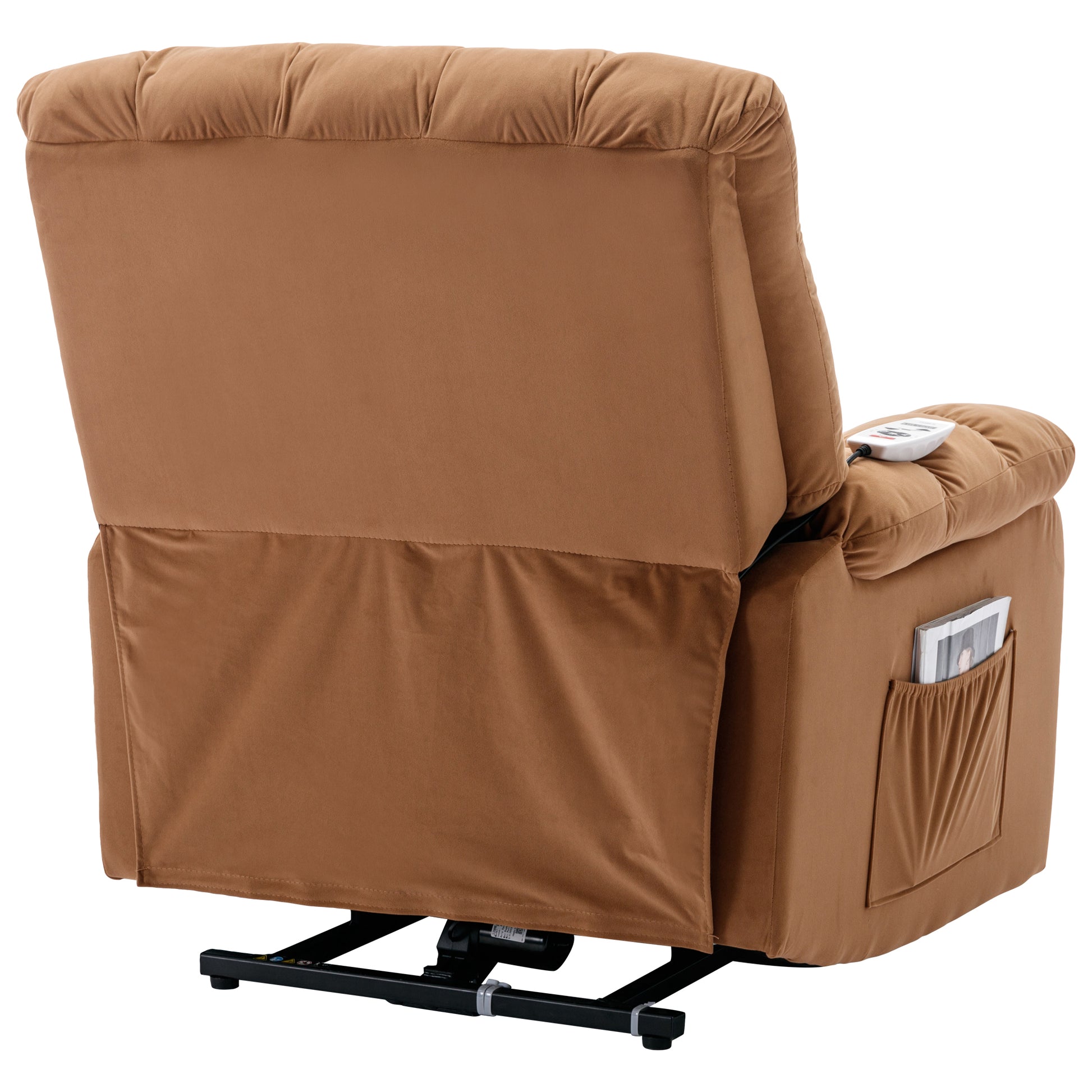 Massage Recliner Chair Electric Power Lift Recliner Chairs With Heat, Vibration, Side Pocket For Living Room, Bedroom, Light Brown Light Brown Velvet