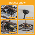 18Inch Caged Ceiling Fan With Lights Remote Control For App No On Bulbs Brown Retro Iron