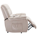 Massage Recliner Chair Electric Power Lift Recliner Chairs With Heat, Vibration, Side Pocket For Living Room Bedroom, Beige Beige Velvet