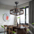 18Inch Caged Ceiling Fan With Lights Remote Control For App No On Bulbs Brown Retro Iron