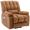 Massage Recliner Chair Electric Power Lift Recliner Chairs With Heat, Vibration, Side Pocket For Living Room, Bedroom, Light Brown Light Brown Velvet