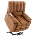 Massage Recliner Chair Electric Power Lift Recliner Chairs With Heat, Vibration, Side Pocket For Living Room, Bedroom, Light Brown Light Brown Velvet