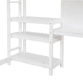 Full Size Wooden Loft Bed With Shelves, Desk And Writing Board White Full White Solid Wood Mdf