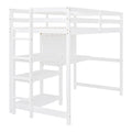 Twin Size Wooden Loft Bed With Shelves, Desk And Writing Board White White Solid Wood Mdf