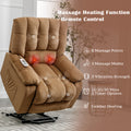 Massage Recliner Chair Electric Power Lift Recliner Chairs With Heat, Vibration, Side Pocket For Living Room, Bedroom, Light Brown Light Brown Velvet