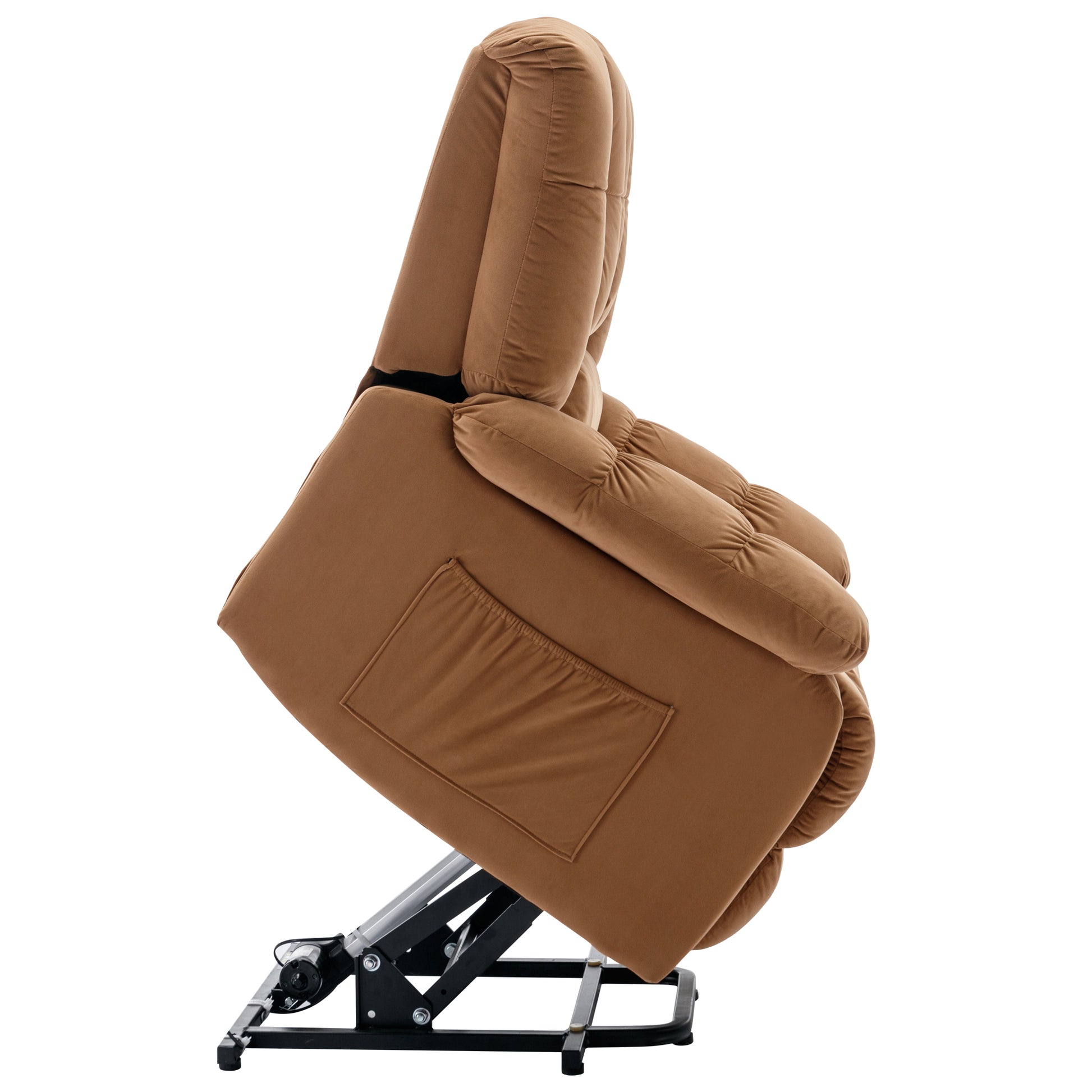 Massage Recliner Chair Electric Power Lift Recliner Chairs With Heat, Vibration, Side Pocket For Living Room, Bedroom, Light Brown Light Brown Velvet