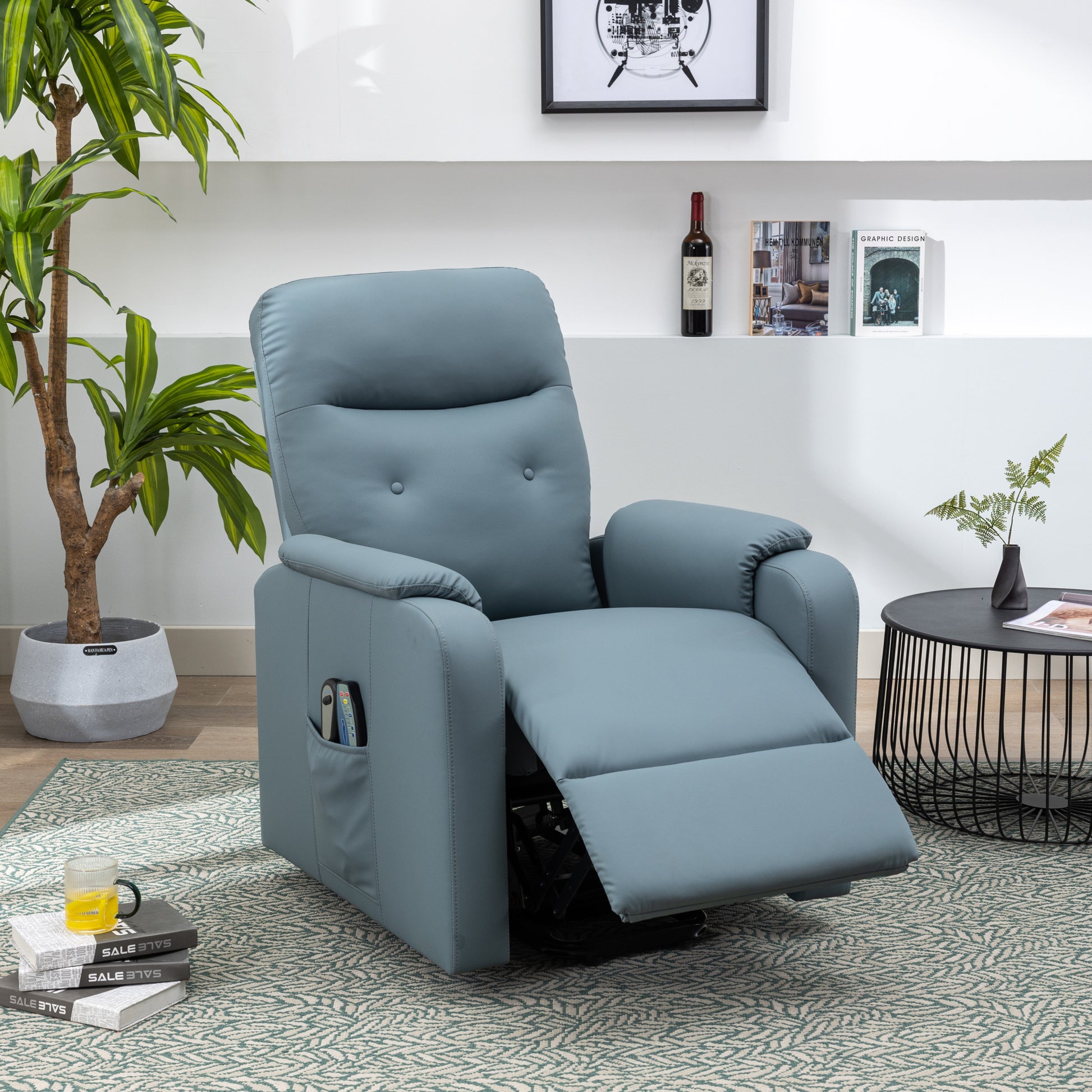 Massage Recliner Chair Electric Power Lift Chairs With Side Pocket, Adjustable Massage And Heating Function For Adults And Seniors, Squirrel Grey Grey Pu