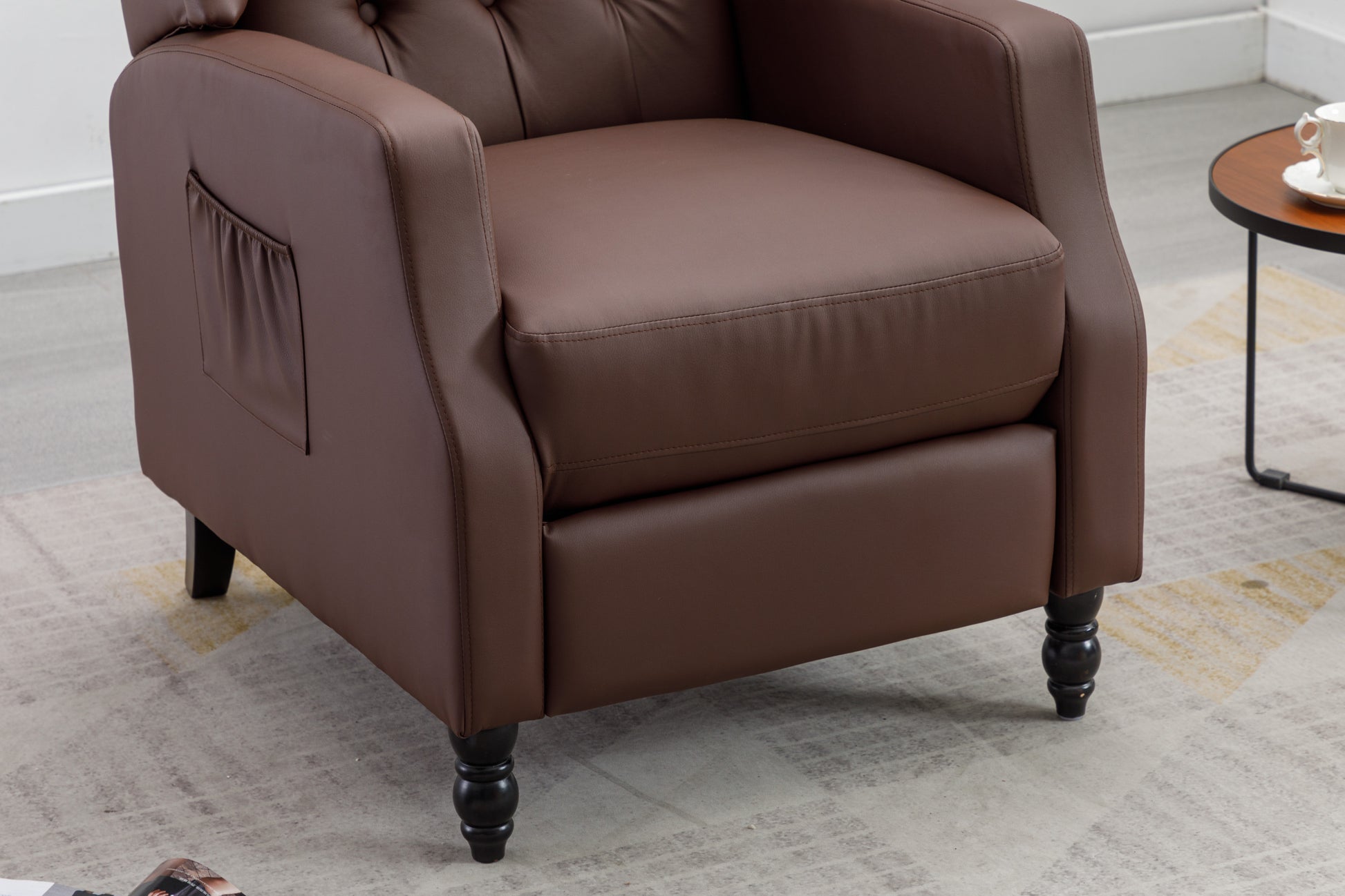 Coolmore Modern Comfortable Upholstered Leisurechair Recliner Chair For Living Room Brown Primary Living Space Rubberwood Foam Pu Leather
