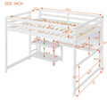 Full Size Wooden Loft Bed With Shelves, Desk And Writing Board White Full White Solid Wood Mdf