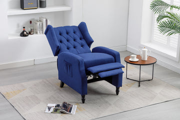 Coolmore Modern Comfortable Upholstered Leisurechair Recliner Chair For Living Room Navy Primary Living Space Rubberwood Foam Linen