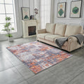 Zara Abstract Design Machine Washable Grey Brown And Rust Area Rug Multicolor Polyester