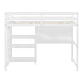 Twin Size Wooden Loft Bed With Shelves, Desk And Writing Board White White Solid Wood Mdf