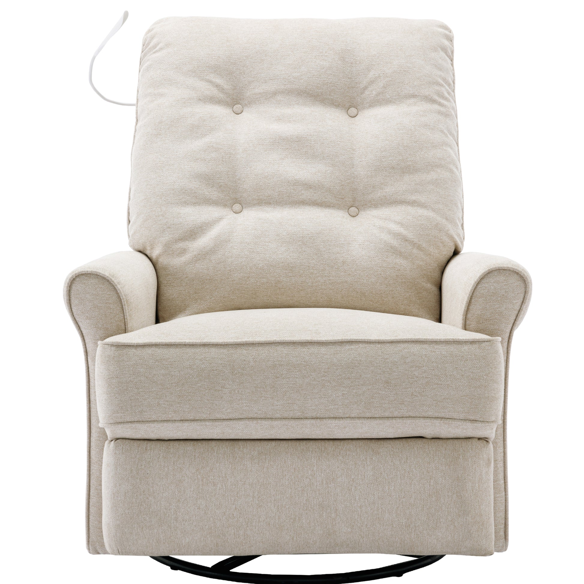 Reclining Chair 270 Degree Swivel Recliner Chairs With Usb Port, Side Pocket And Touch Sensitive Lamp For Living Room, Bedroom, Cream Cream Linen