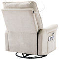 Reclining Chair 270 Degree Swivel Recliner Chairs With Usb Port, Side Pocket And Touch Sensitive Lamp For Living Room, Bedroom, Cream Cream Linen