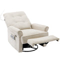 Reclining Chair 270 Degree Swivel Recliner Chairs With Usb Port, Side Pocket And Touch Sensitive Lamp For Living Room, Bedroom, Cream Cream Linen