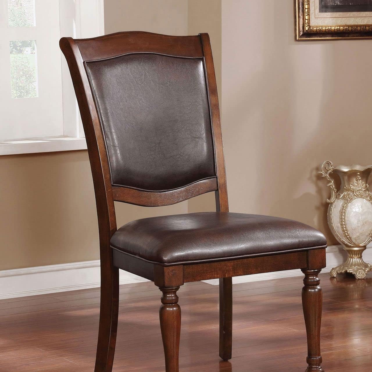 Luxurious Traditional Dining Chairs Brown Cherry Solid Wood Espressoseat Set Of 2Pc Side Chairs Turned Legs Kitchen Dining Room Cherry Brown Dining Room Traditional Dining Chairs Solid Back Solid