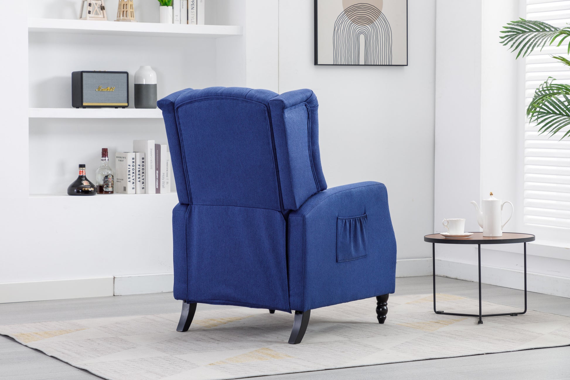 Coolmore Modern Comfortable Upholstered Leisurechair Recliner Chair For Living Room Navy Primary Living Space Rubberwood Foam Linen