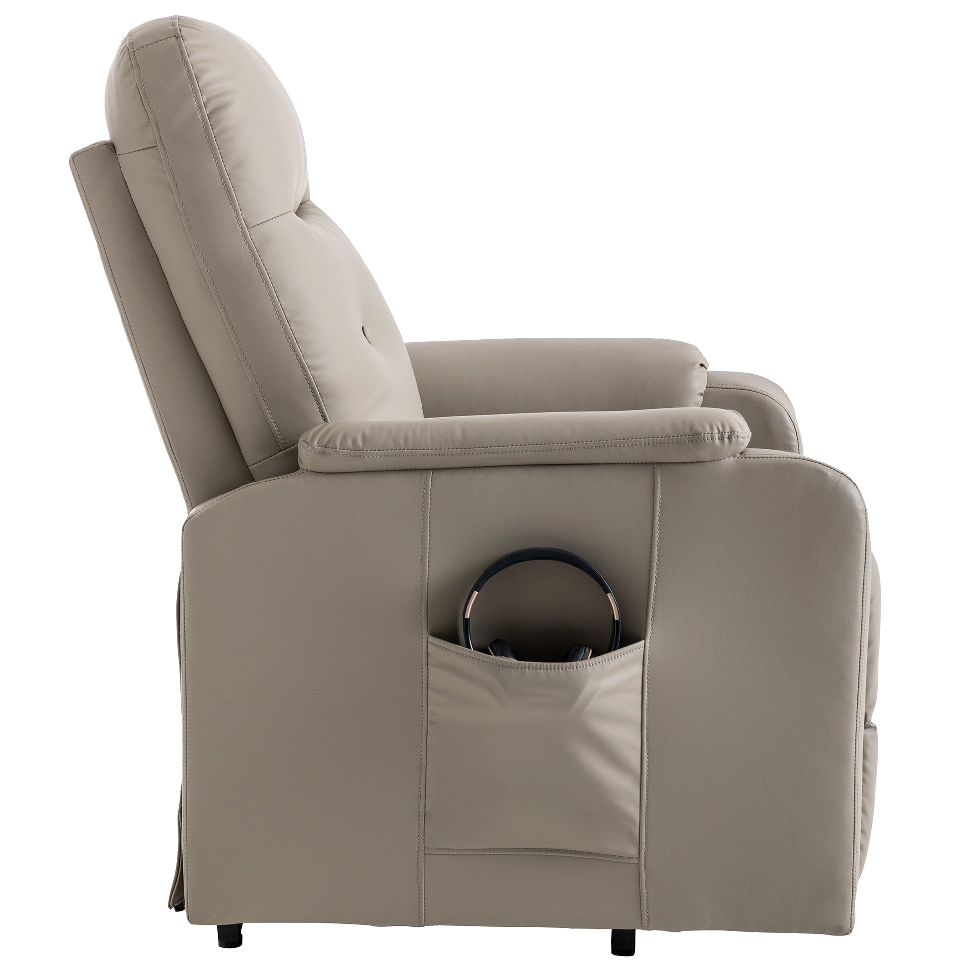 Massage Recliner Chair Electric Power Lift Chairs With Side Pocket, Adjustable Massage And Heating Function For Adults And Seniors, Olive Grey Grey Pu