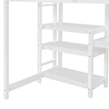 Twin Size Wooden Loft Bed With Shelves, Desk And Writing Board White White Solid Wood Mdf