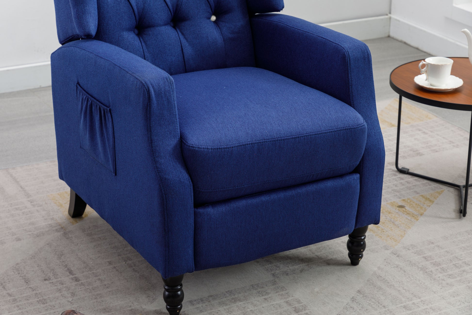 Coolmore Modern Comfortable Upholstered Leisurechair Recliner Chair For Living Room Navy Primary Living Space Rubberwood Foam Linen