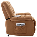 Massage Recliner Chair Electric Power Lift Recliner Chairs With Heat, Vibration, Side Pocket For Living Room, Bedroom, Light Brown Light Brown Velvet