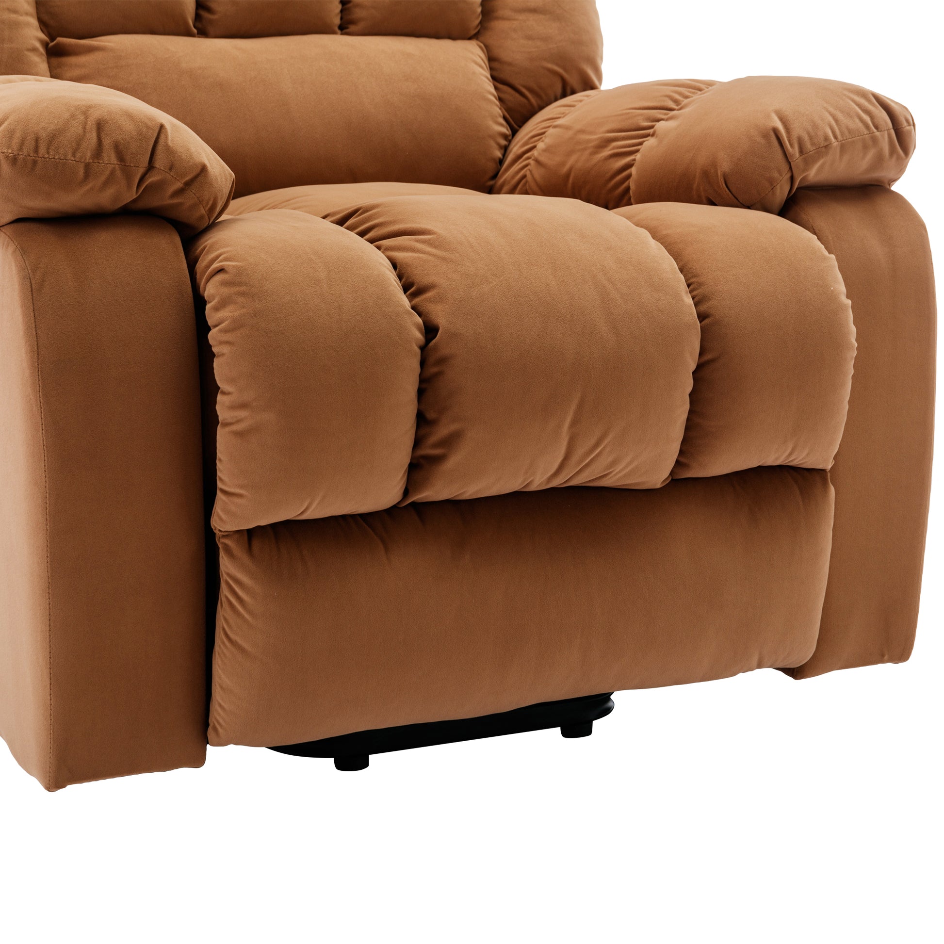 Massage Recliner Chair Electric Power Lift Recliner Chairs With Heat, Vibration, Side Pocket For Living Room, Bedroom, Light Brown Light Brown Velvet