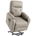 Massage Recliner Chair Electric Power Lift Chairs With Side Pocket, Adjustable Massage And Heating Function For Adults And Seniors, Olive Grey Grey Pu