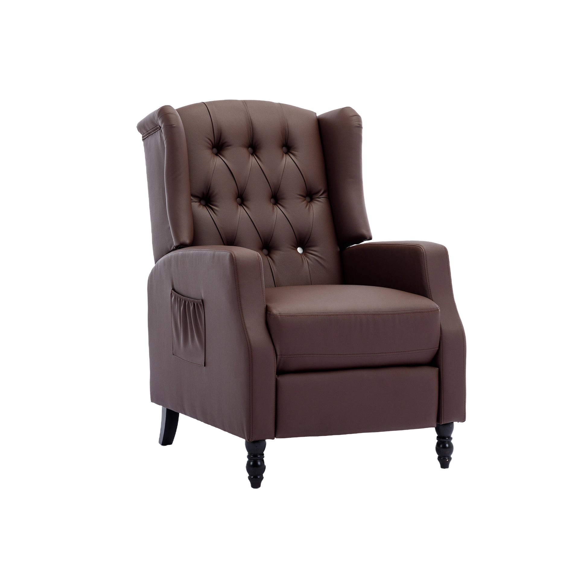 Coolmore Modern Comfortable Upholstered Leisurechair Recliner Chair For Living Room Brown Primary Living Space Rubberwood Foam Pu Leather